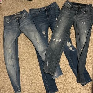 3 Pairs of blue ripped jeans